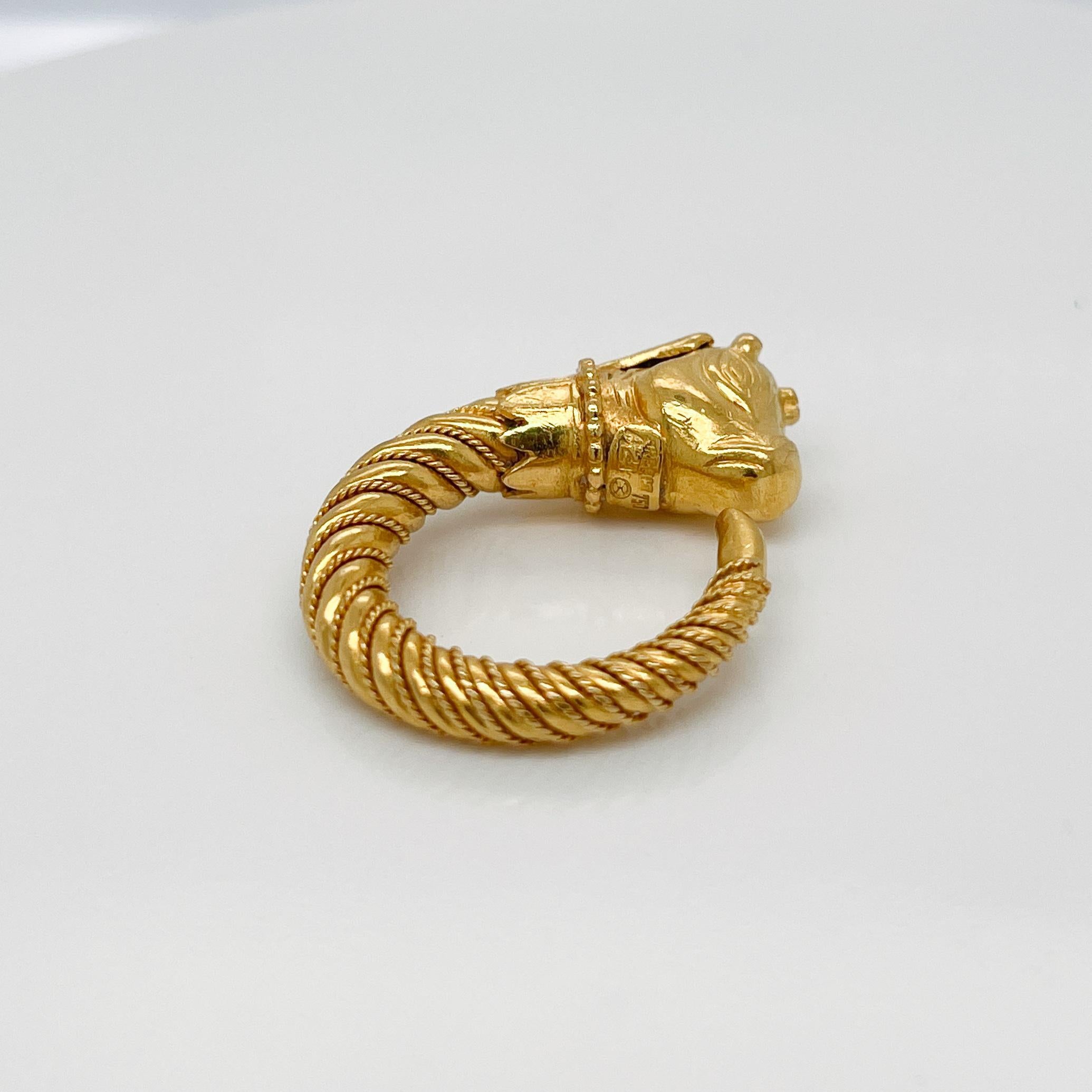 Lalaounis 18K Gold & Amethyst Greek Revival Bull's Head Ring  For Sale 5