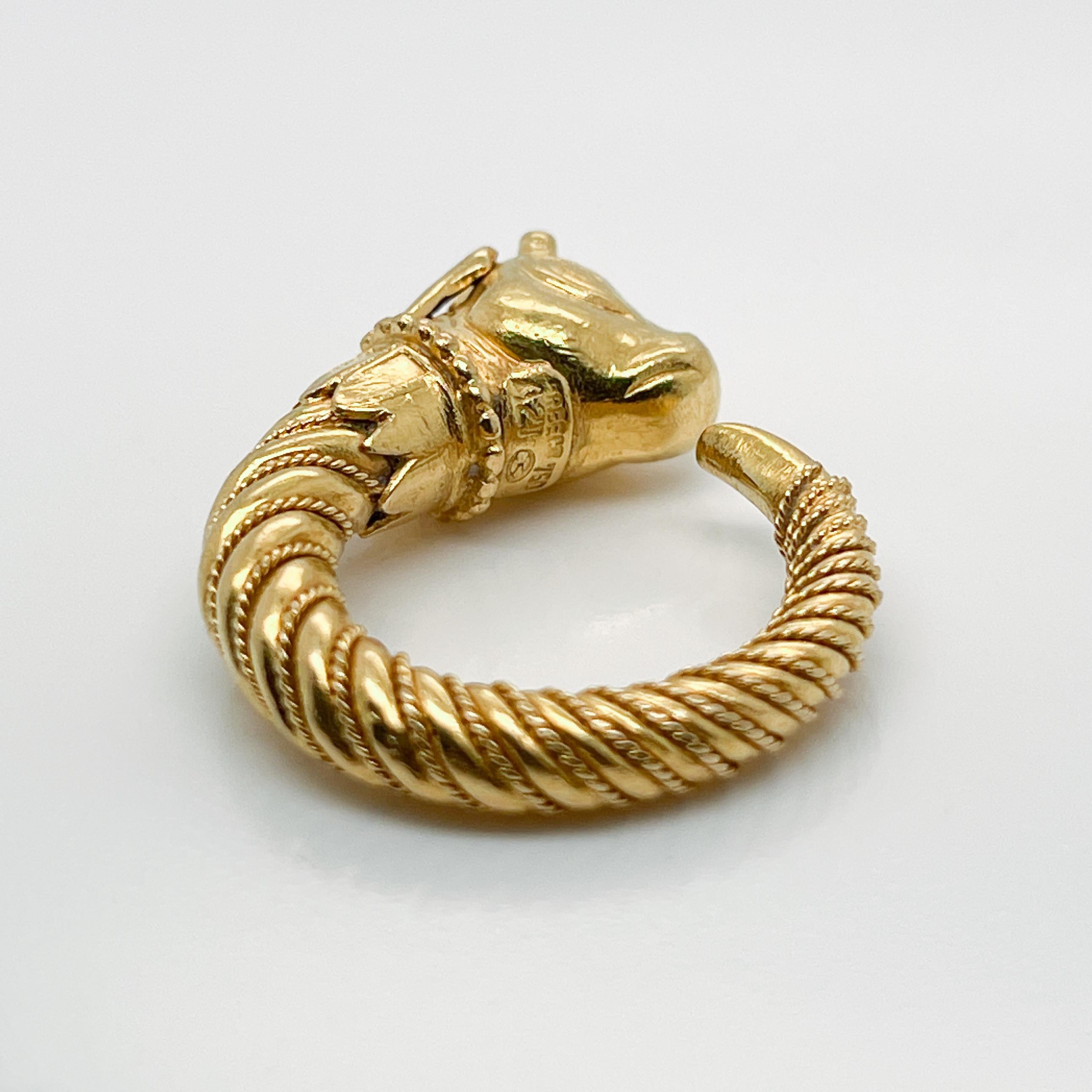 Lalaounis 18K Gold & Amethyst Greek Revival Bull's Head Ring  For Sale 7