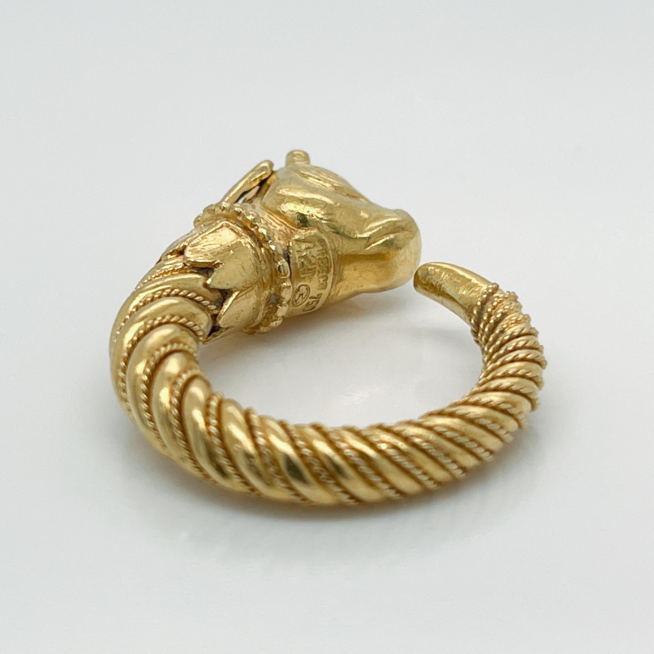 Lalaounis 18K Gold & Amethyst Greek Revival Bull's Head Ring  For Sale 8