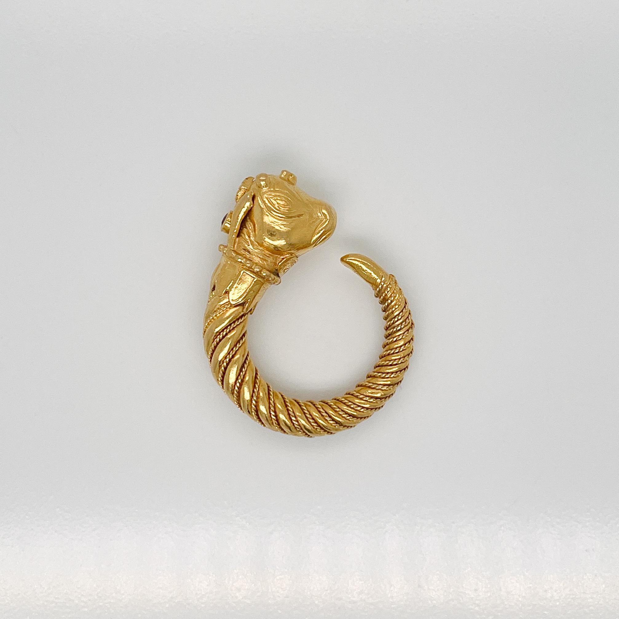 Lalaounis 18K Gold & Amethyst Greek Revival Bull's Head Ring  For Sale 10