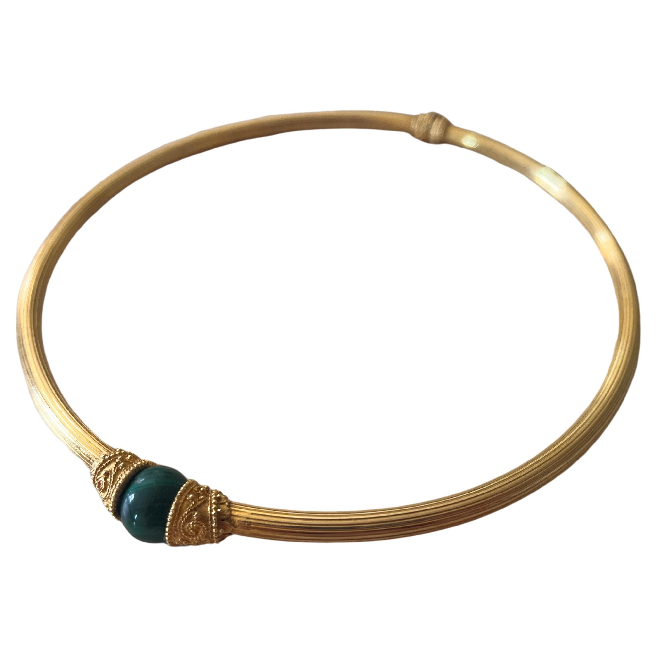 Lalaounis 18K Gold and Malachite Choker Necklace