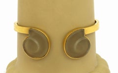 Lalaounis 18K Gold Frost Rock Crystal Wide Cuff Bracelet