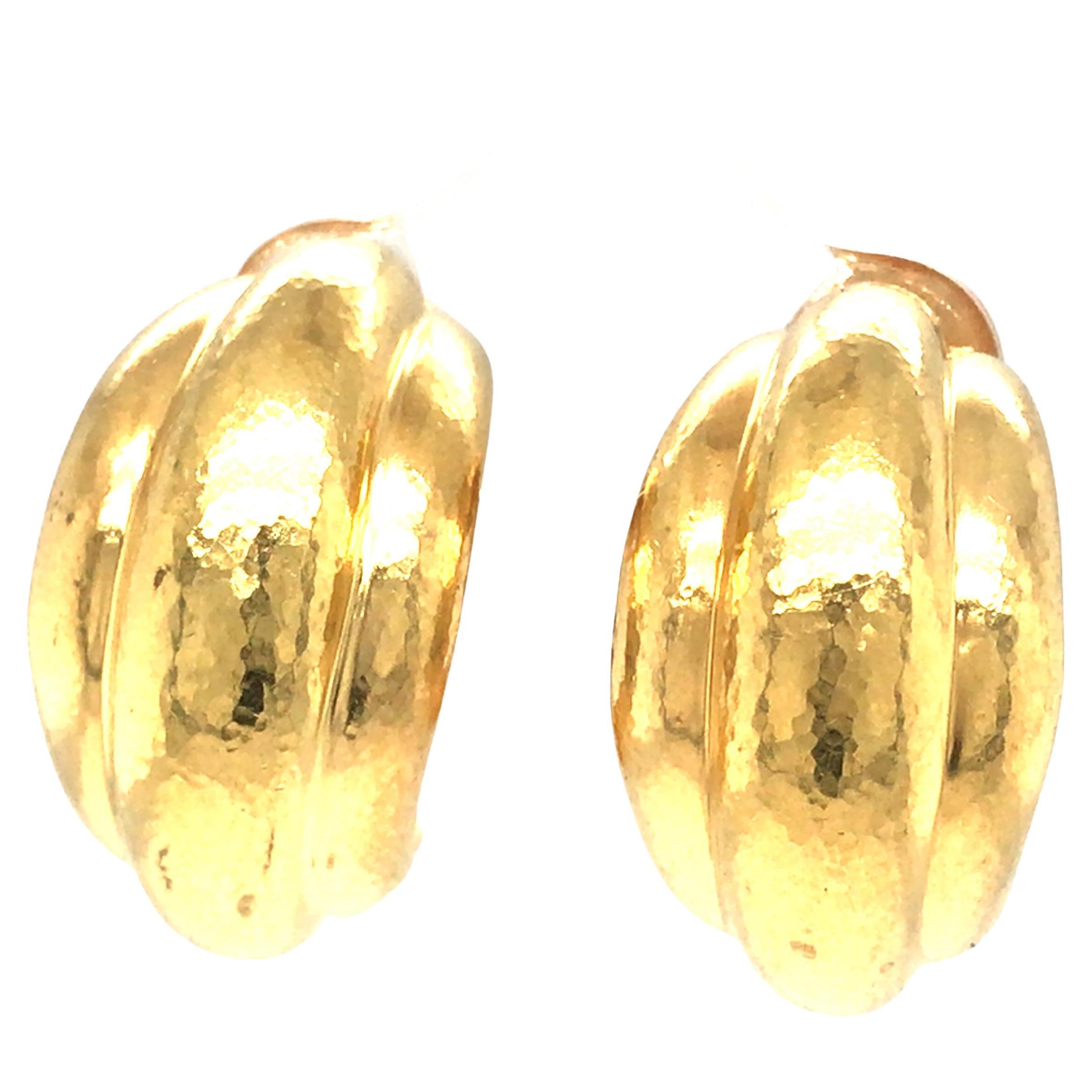 Lalaounis Estate Ruby and Diamond ClipOn Earrings in 18 Karat Yellow