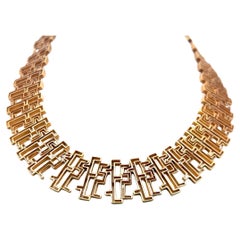 Lalaounis 18K Yellow Gold Greek Key Collar Necklace Vintage 118.4g
