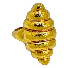 Lalaounis 18K Yellow Gold Navette Shaped Fluted Dome Ring