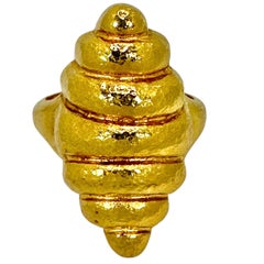 Lalaounis 18K Yellow Gold Navette Shaped Fluted Dome Ring