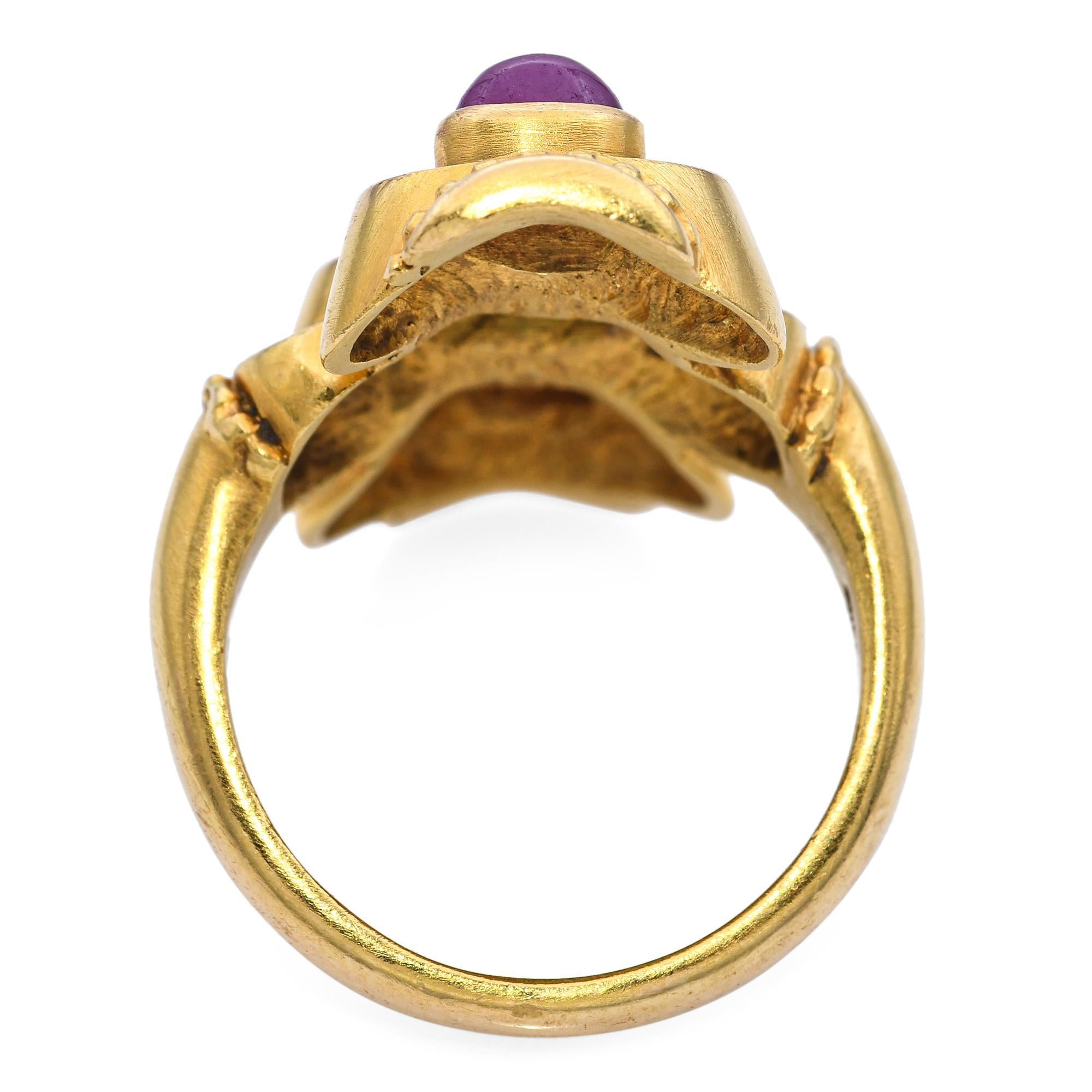 Lalaounis 18k Yellow Gold Ruby and Emerald Ring 1