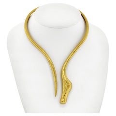 Lalaounis 18K Yellow Gold Textured Collar Torque Necklace