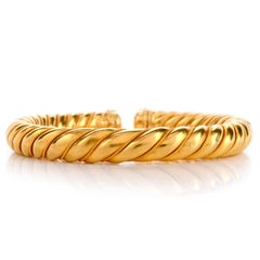 Lalaounis 18 Karat Yellow Gold Twisted Cuff Bangle Bracelet