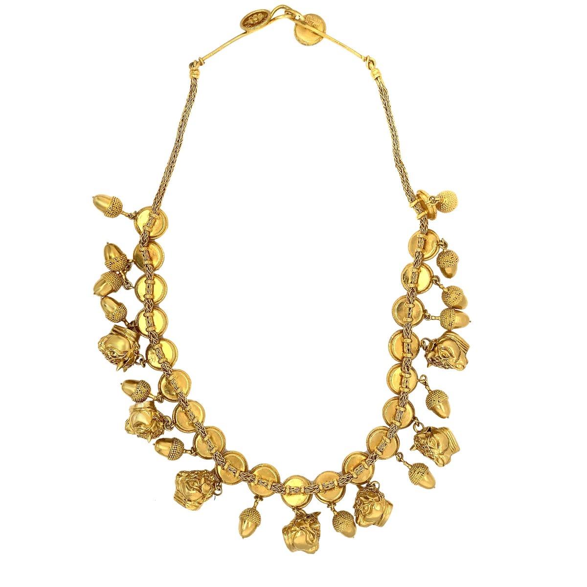 Designer: Lalaounis
Metal: 18K Yellow Gold 
Condition: Excellent
Item Weight: 93.2 grams
Length: 15.7 inch