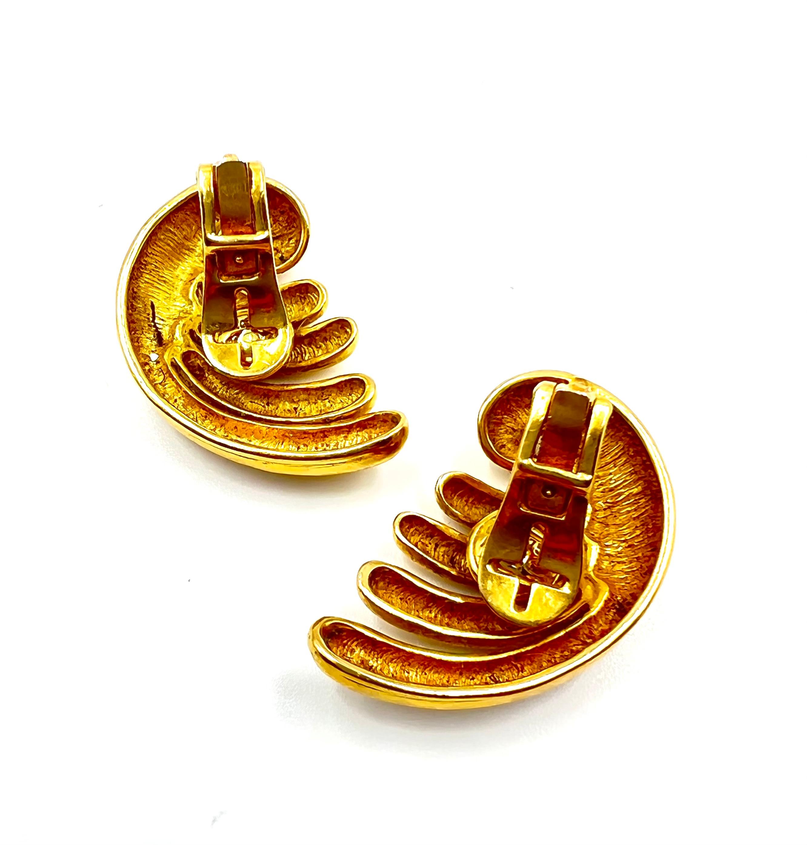 Lalaounis 18kt Yellow Gold Fan Earrings 2