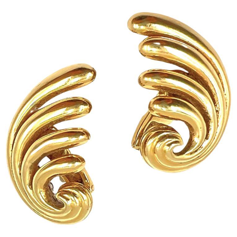 Lalaounis 18kt Yellow Gold Fan Earrings