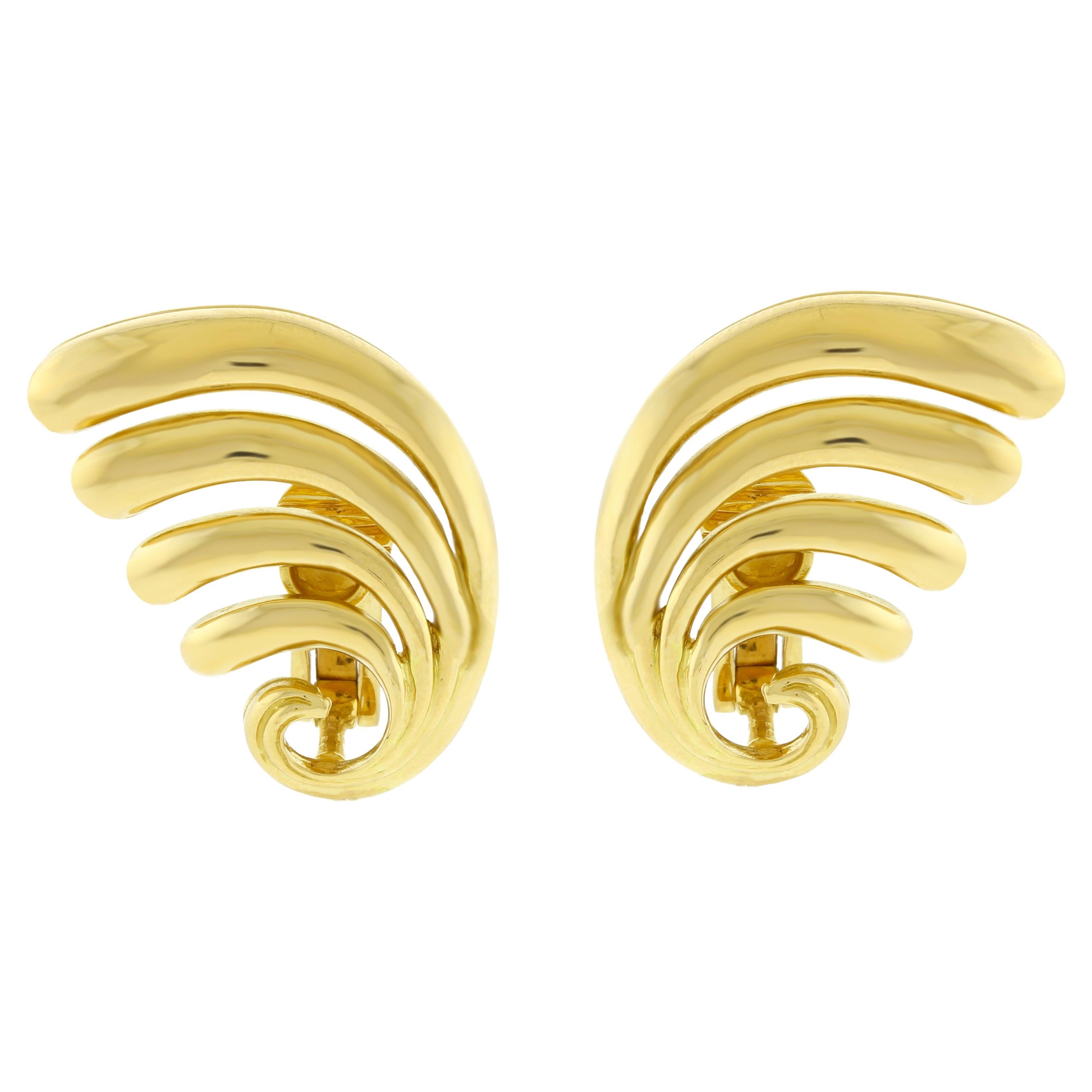 Lalaounis 18kt Yellow Gold Fan Wing Earrings