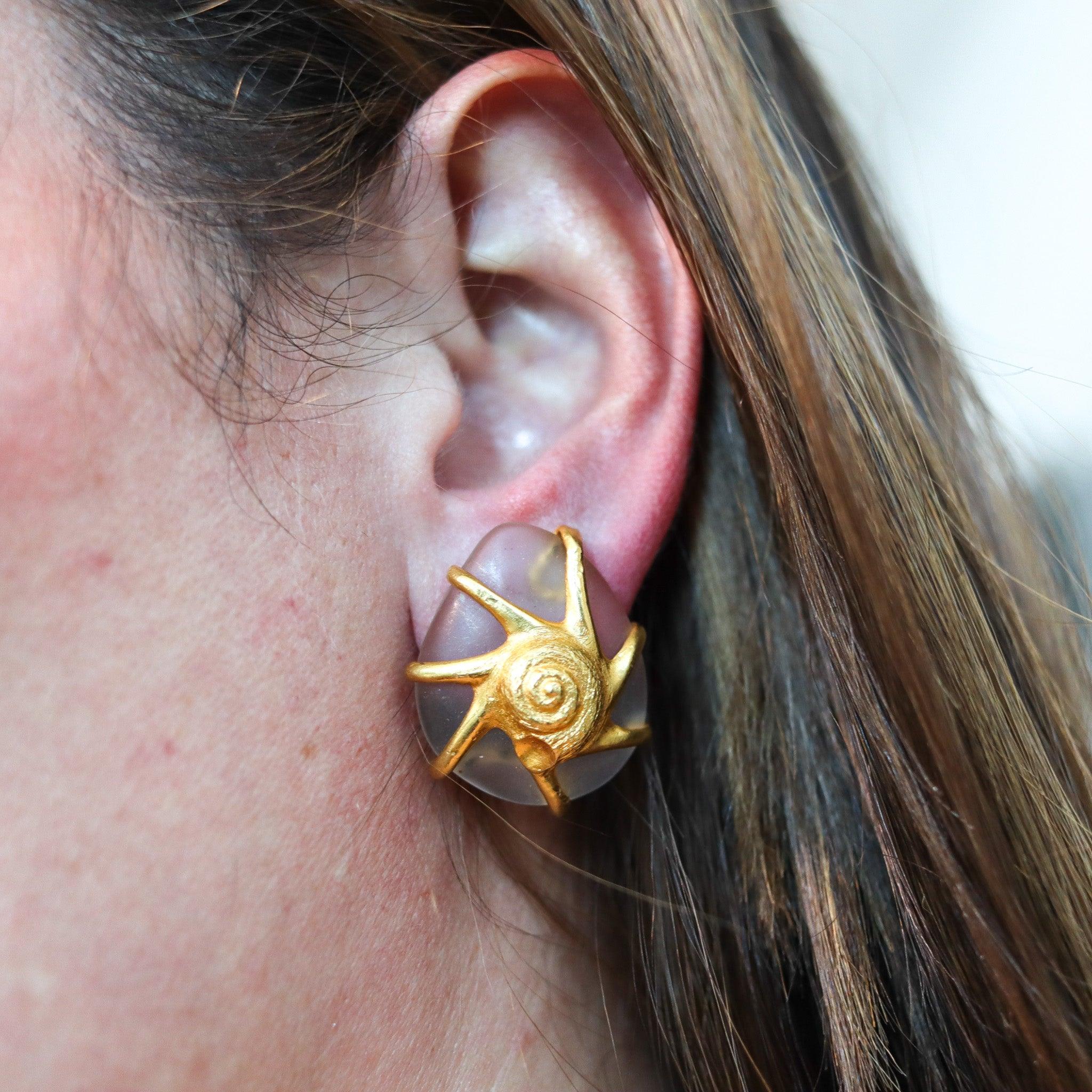 Clips-on earrings designed by Ilias Lalaounis.

This is a fabulous and very rare pair of clips-on earrings, created in Paris France by the Greek jewelry house of Ilias Lalaounis, back in the 1970's. These beautiful vintage earrings are part of the