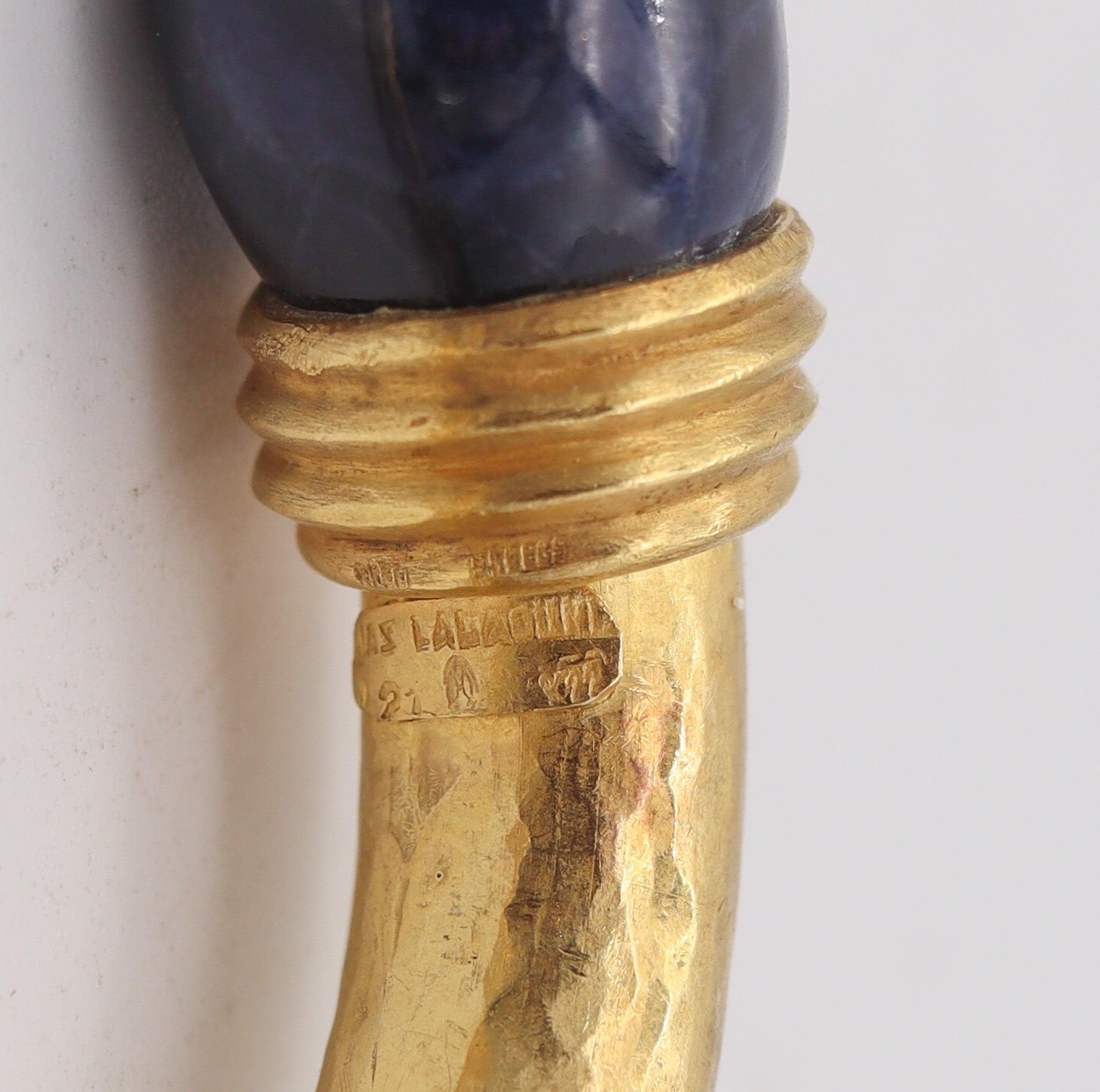 LALAOUNIS 1970 Greek Bangle Bracelet In 22Kt Yellow Gold With Blue Sodalites 2