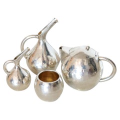 LALAOUNIS 1970 Greek Coffee-Tea Set In Hammered .900 Sterling Silver