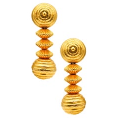 Lalaounis 1970 Minoans & Mycenaeans Ohrclips aus massivem 22 Karat Gold