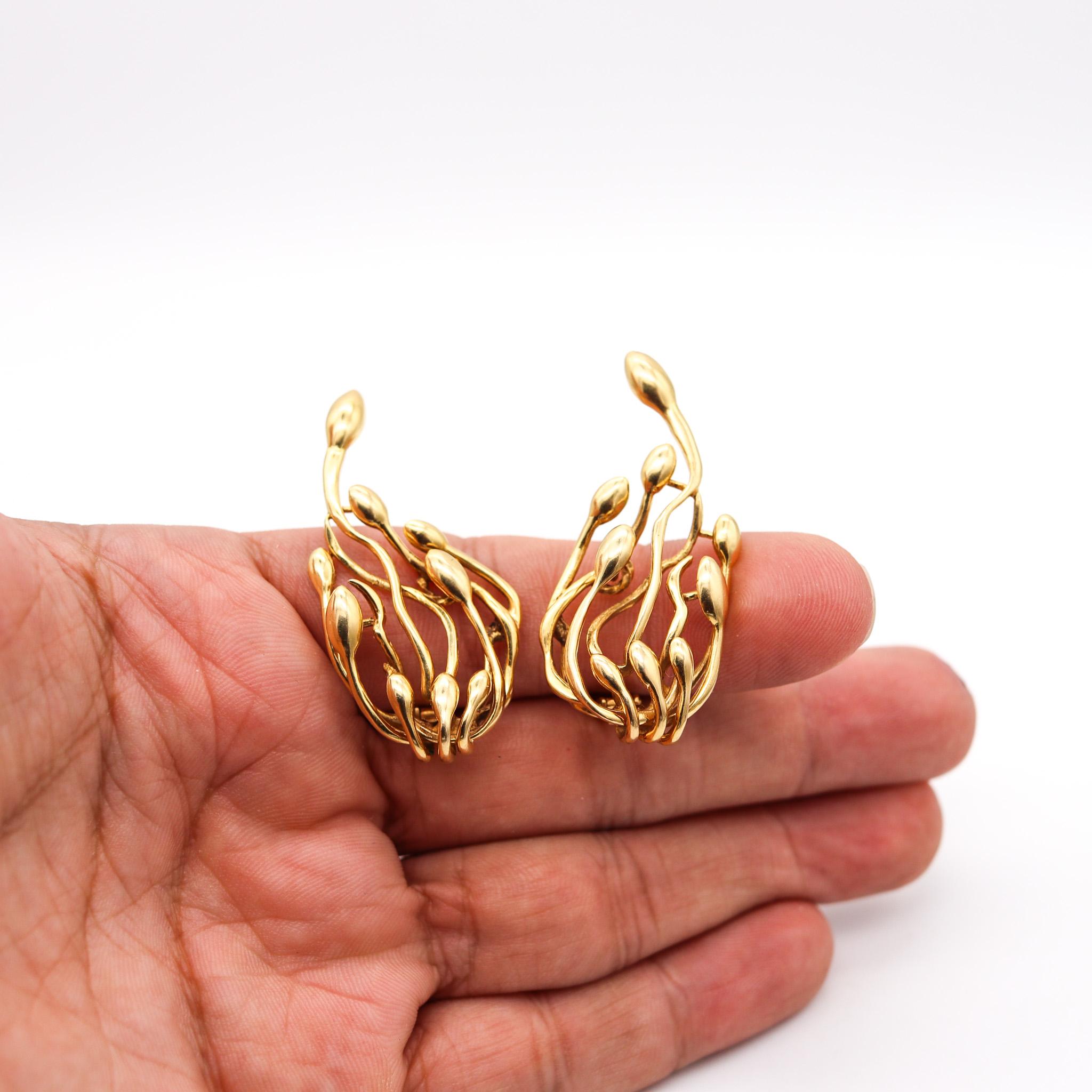 Women's Lalaounis 1970 Paris Biosymbols Free Form Earrings In Solid 18Kt Yellow Gold