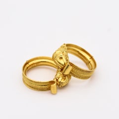 Lalaounis 1970 Paris Hellenistic Hoops Earrings In Solid 18Kt Yellow Gold