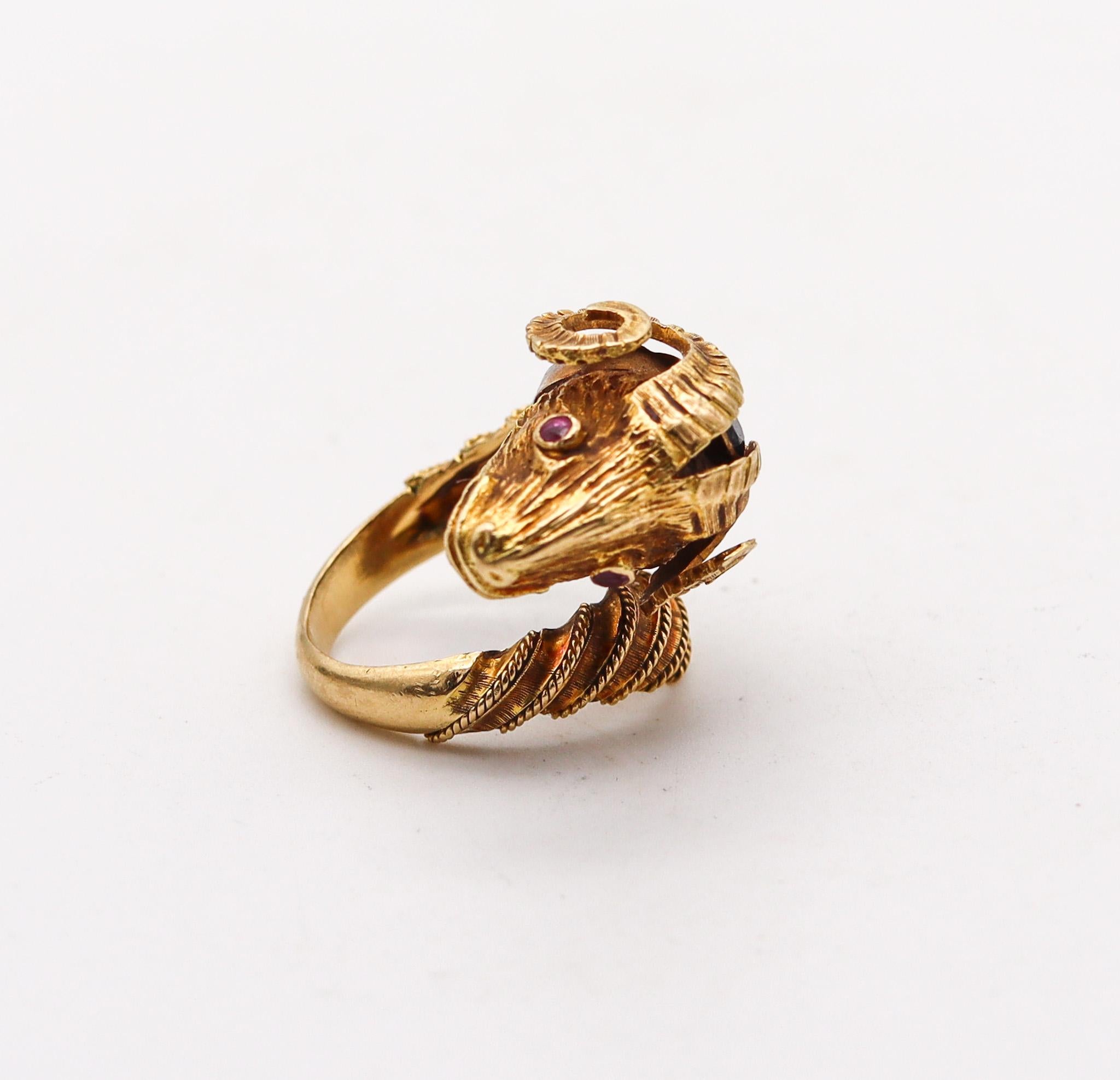 A ring designed by Ilias Lalaounis.

Gorgeous Hellenistic revival ring, created in Greece by the jewelry house of Ilias Lalaounis, back in the 1970. This rare vintage ring is part of the collection named, The Classical and Hellenistic Greece and has