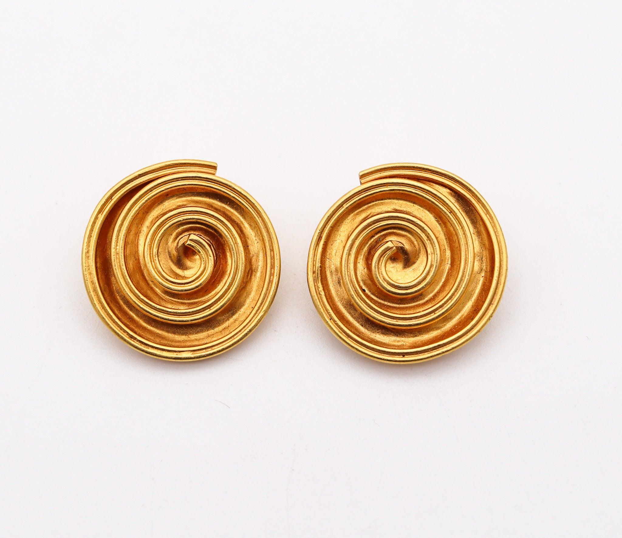 Greek Revival LALAOUNIS 1970 The Treasure Of Persepolis Earrings In Solid 18Kt Yellow Gold For Sale