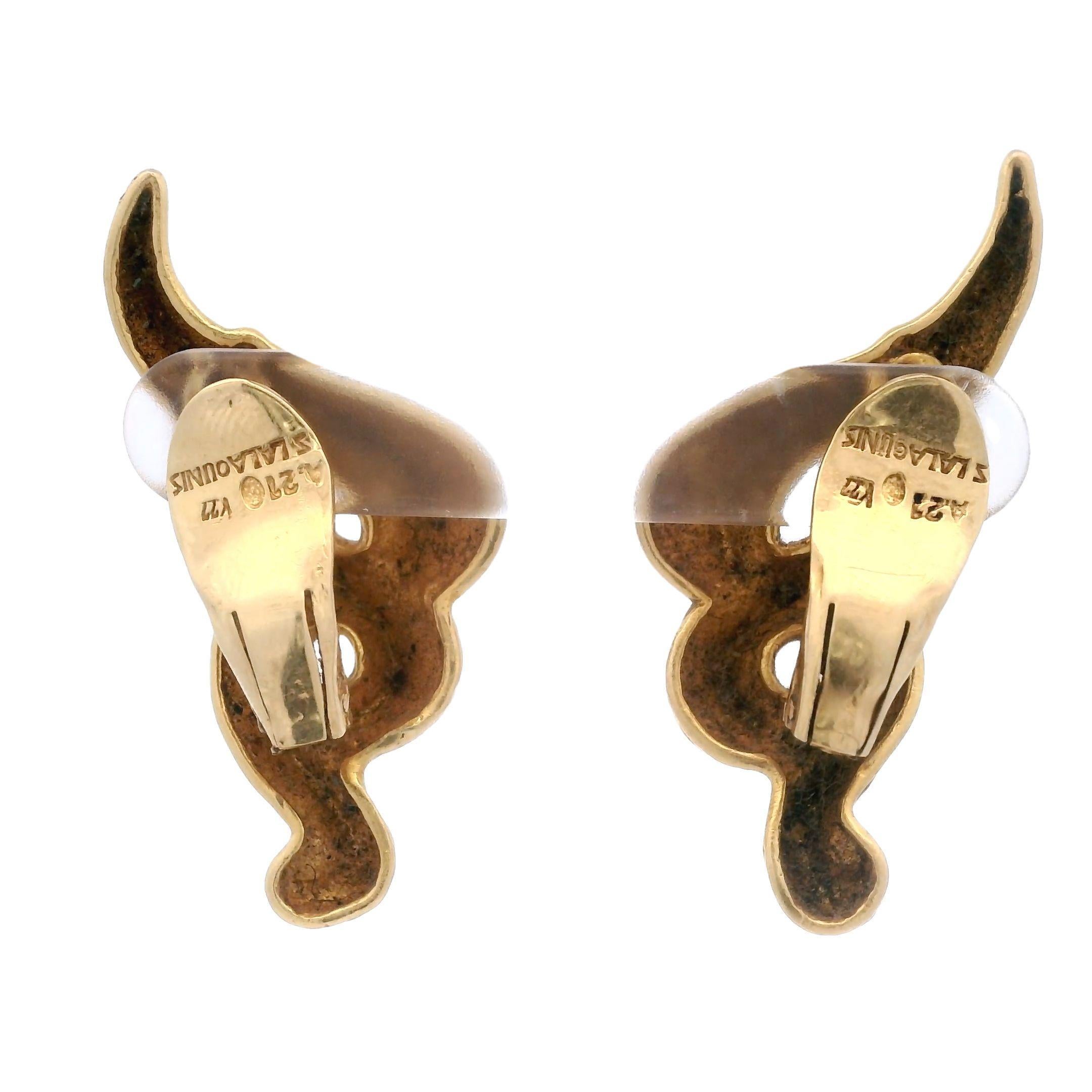 Women's Lalaounis 1970s Angel Winged Clip on Earrings in 22 Karat Gold