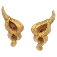 Lalaounis 1970s Angel Winged Clip on Earrings in 22 Karat Gold