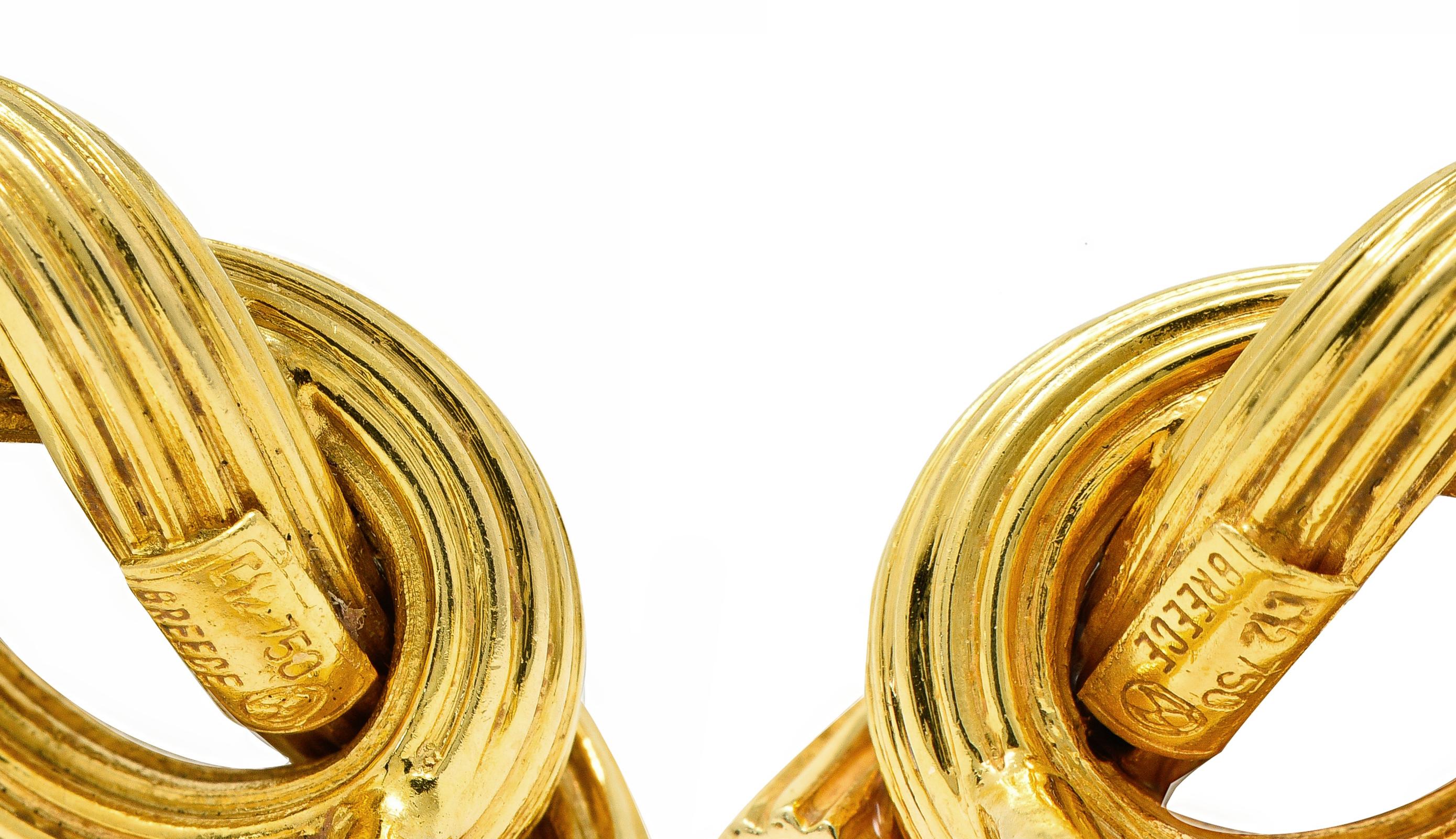 Women's or Men's Lalaounis 1980s 18 Karat Yellow Gold Knot Vintage Ear-Clip Earrings