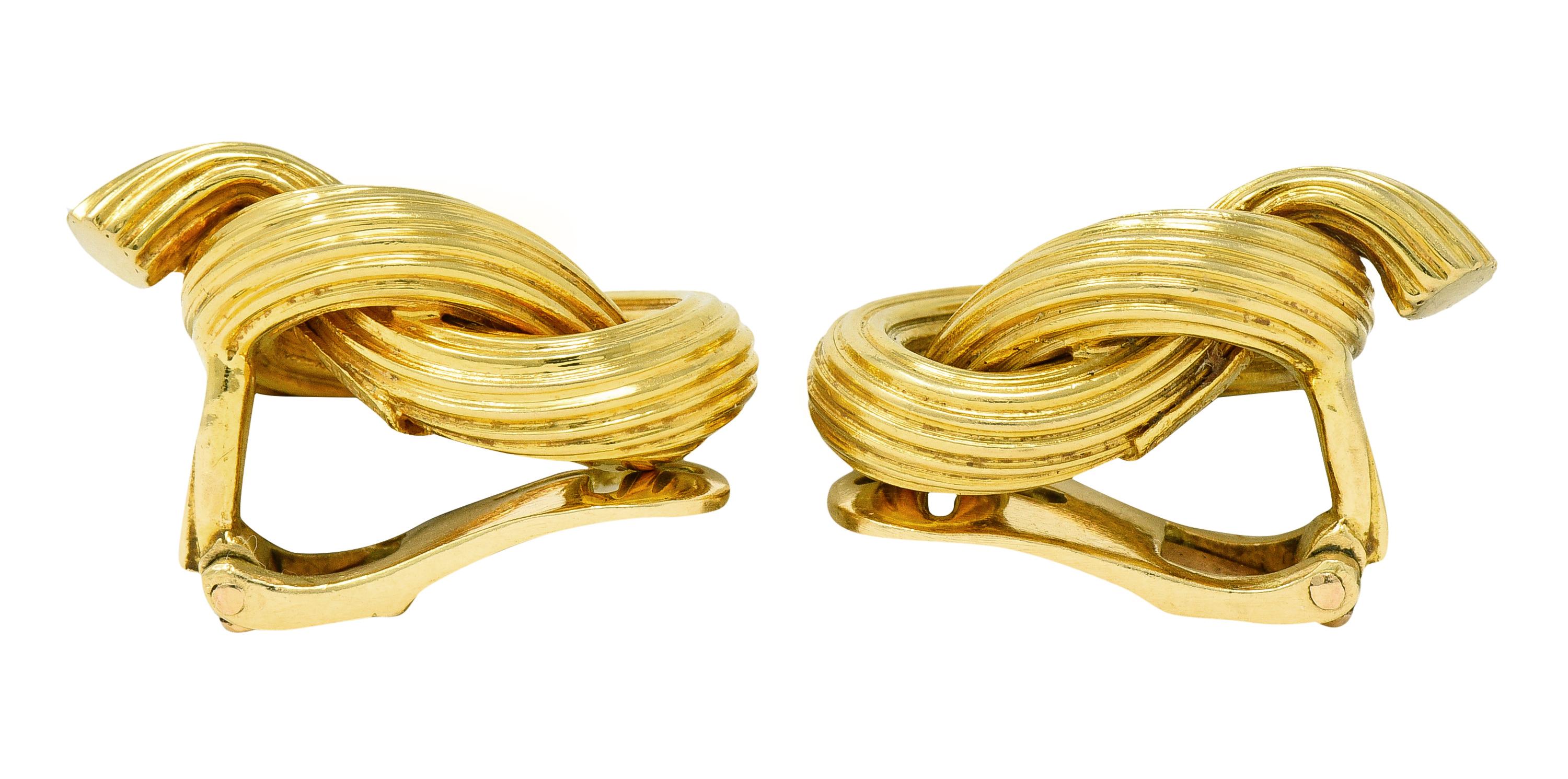 Lalaounis 1980s 18 Karat Yellow Gold Knot Vintage Ear-Clip Earrings 1