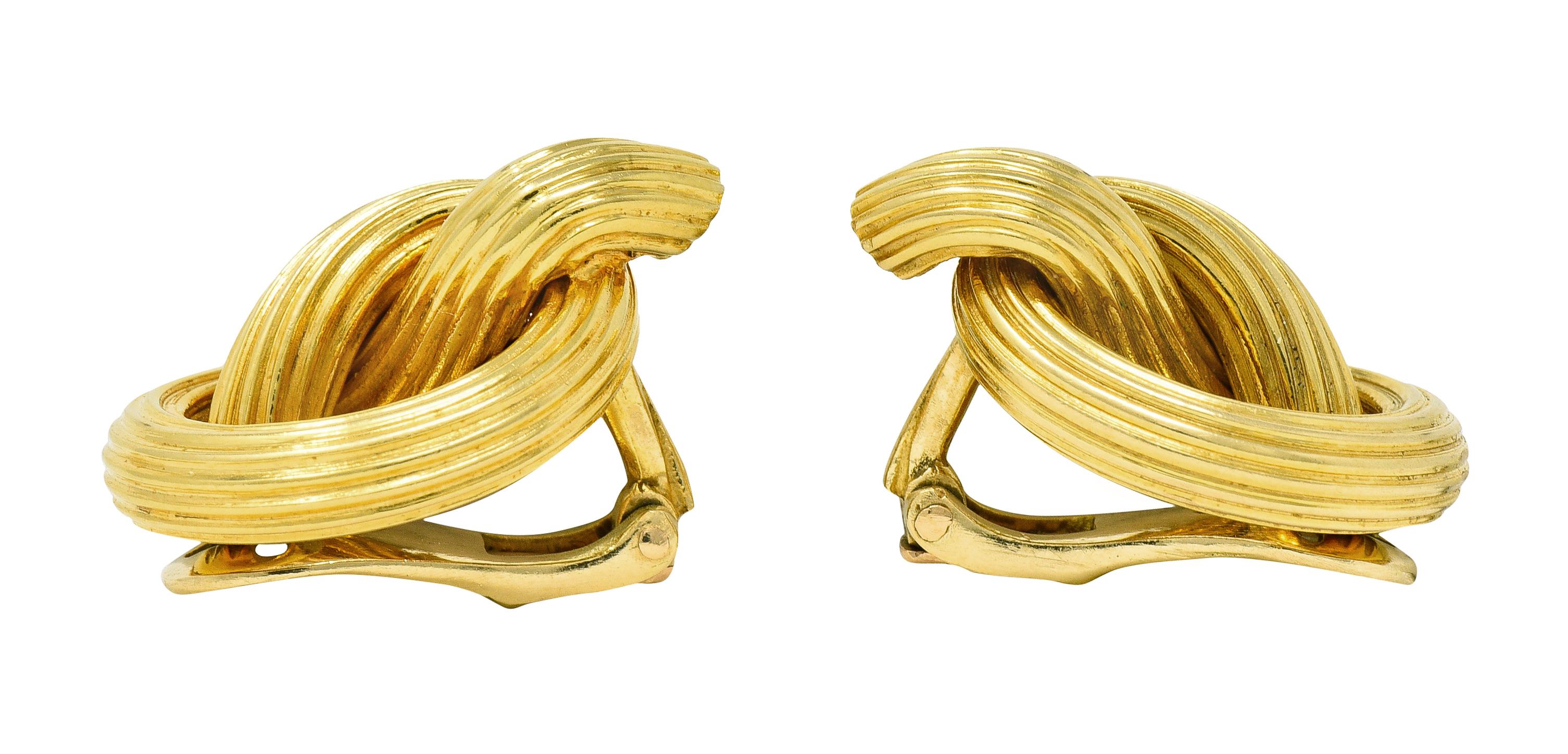 Lalaounis 1980s 18 Karat Yellow Gold Knot Vintage Ear-Clip Earrings 2