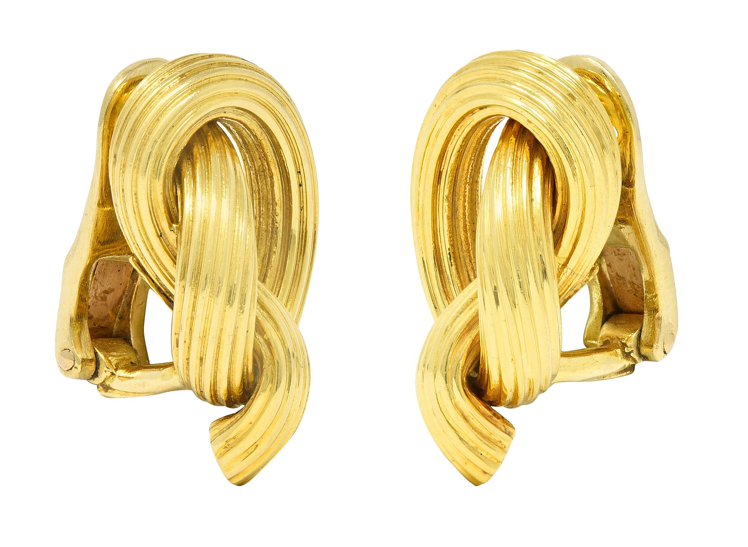 Lalaounis 1980s 18 Karat Yellow Gold Knot Vintage Ear-Clip Earrings 3