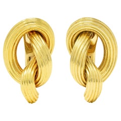 Lalaounis 1980s 18 Karat Yellow Gold Knot Vintage Ear-Clip Earrings