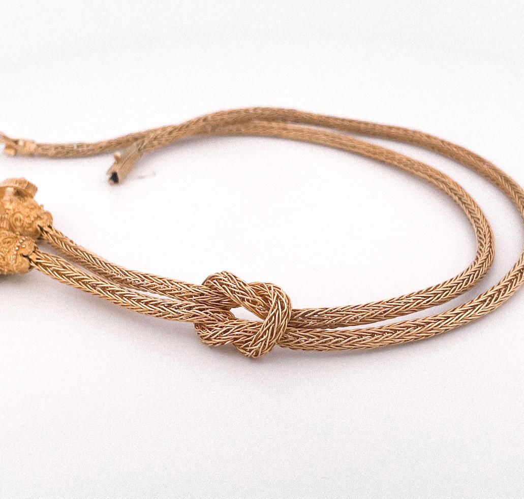 Lalaounis Halskette mit Widderkopf aus 18 Karat Gelbgold im Lariat-Stil, 1980er Jahre Damen im Angebot
