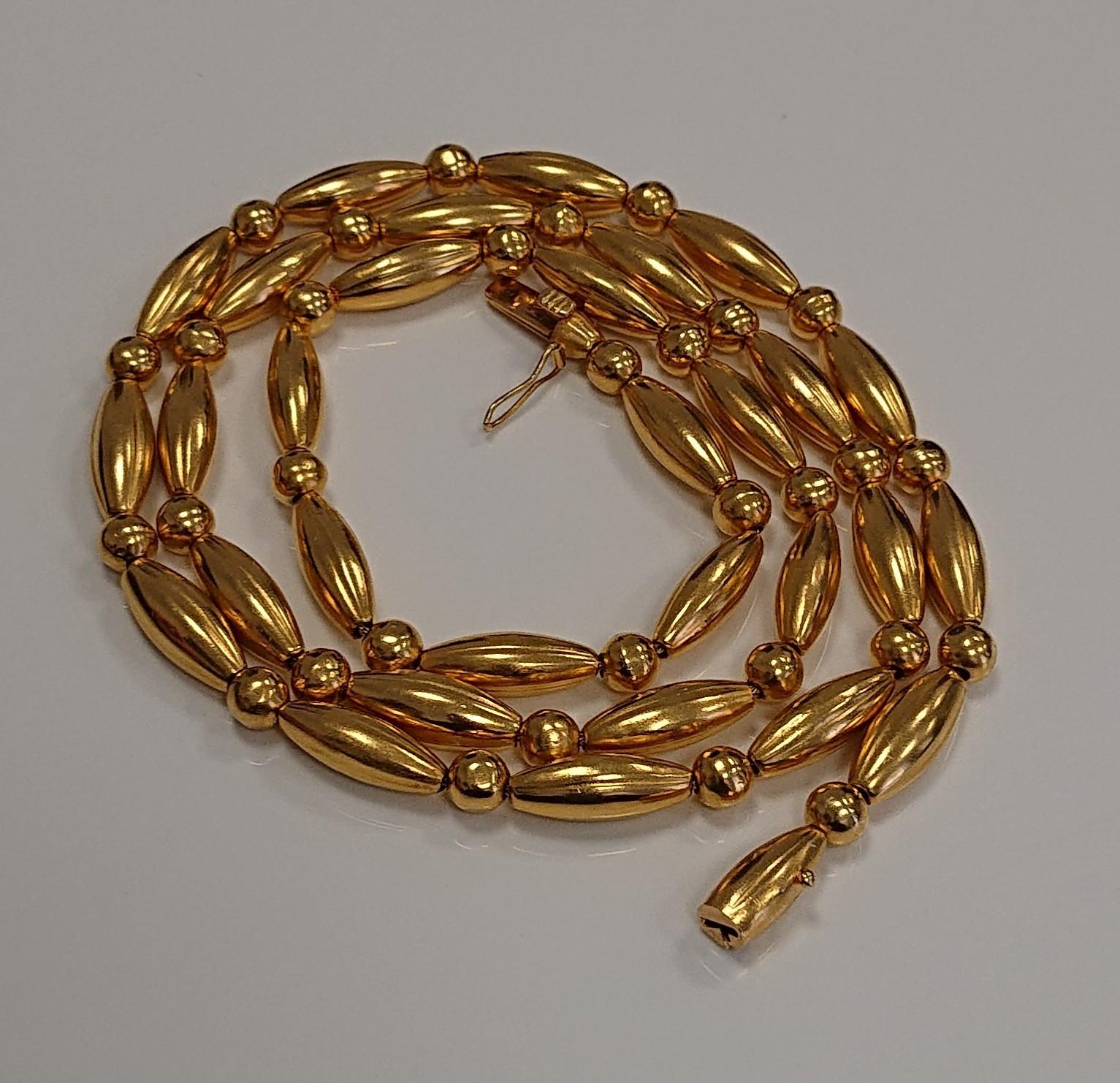 Lalaounis 22 Carat Yellow Gold Bead Necklace In Good Condition For Sale In London, GB
