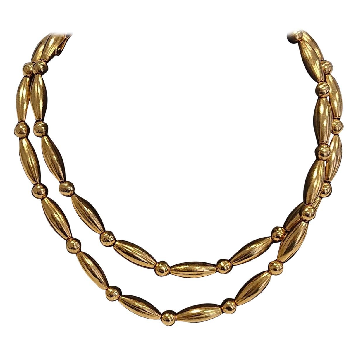 Lalaounis 22 Carat Yellow Gold Bead Necklace For Sale