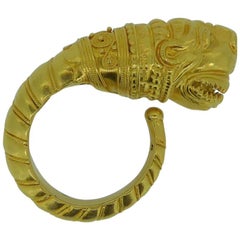 Lalaounis 22 Carat Yellow Gold Lion Head Ring
