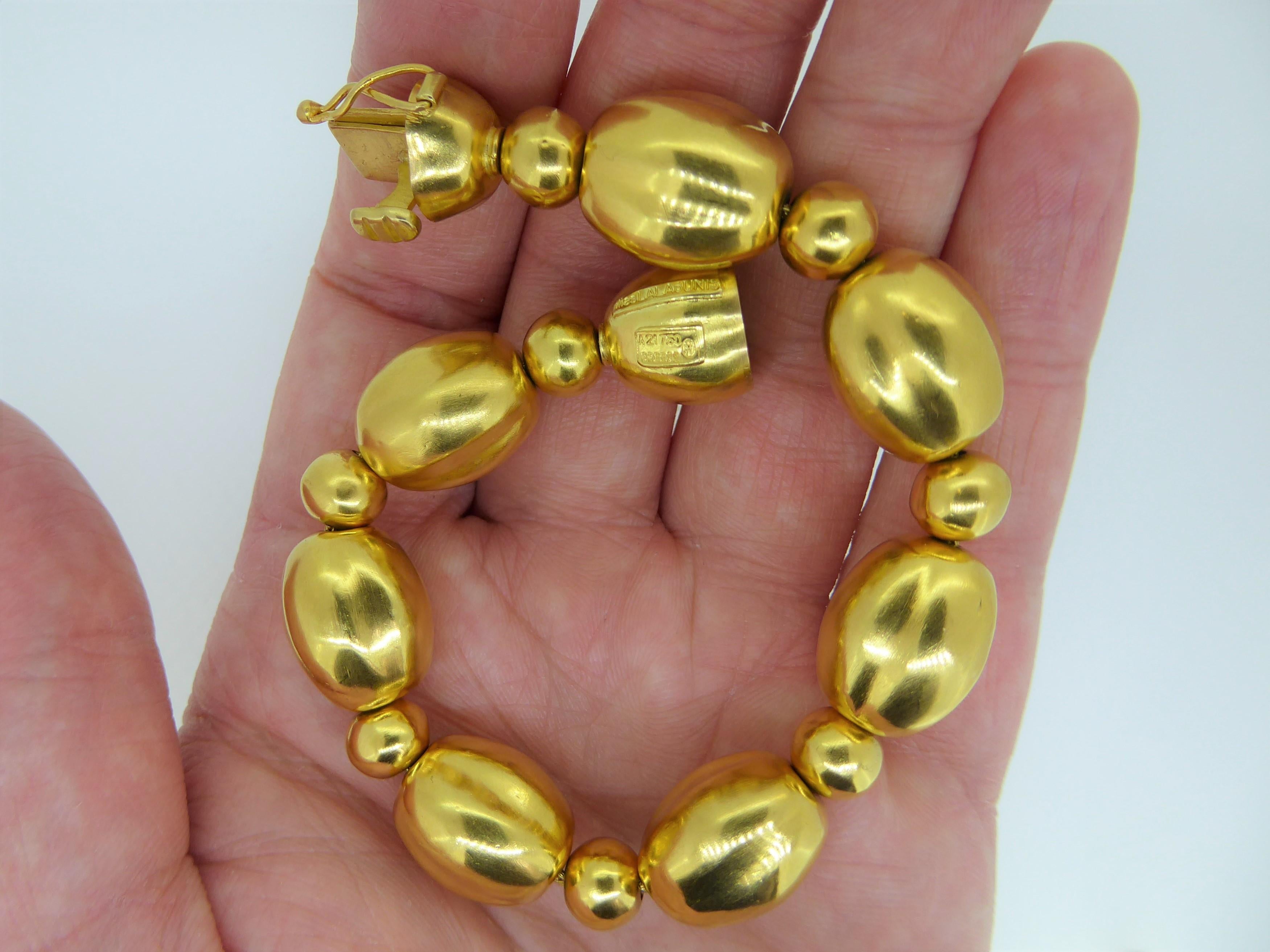 Lalaounis 22 Carat Yellow Gold Minoan Bead Bracelet Bangle In Good Condition In London, GB