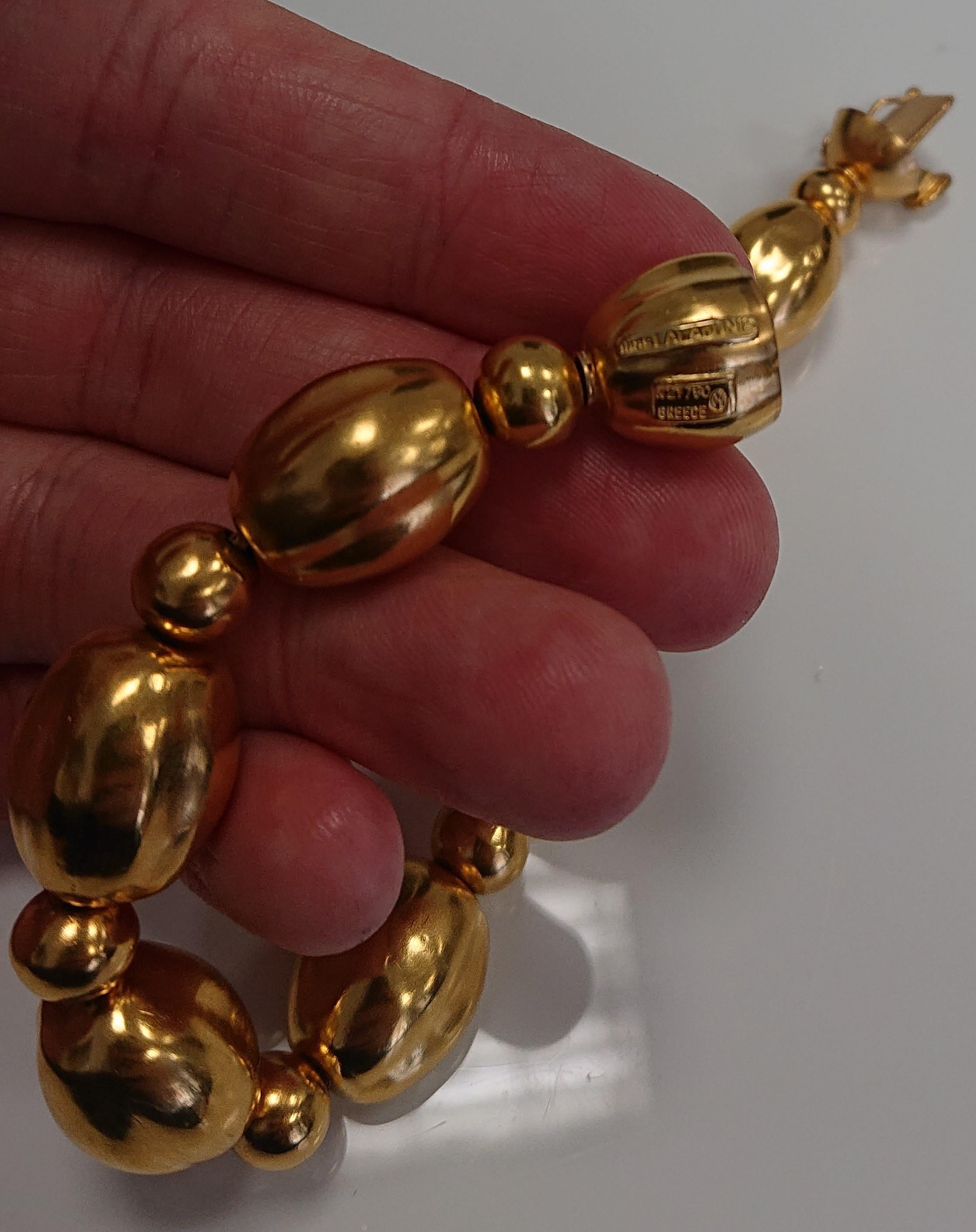 Women's Lalaounis 22 Carat Yellow Gold Minoan Bead Bracelet Bangle