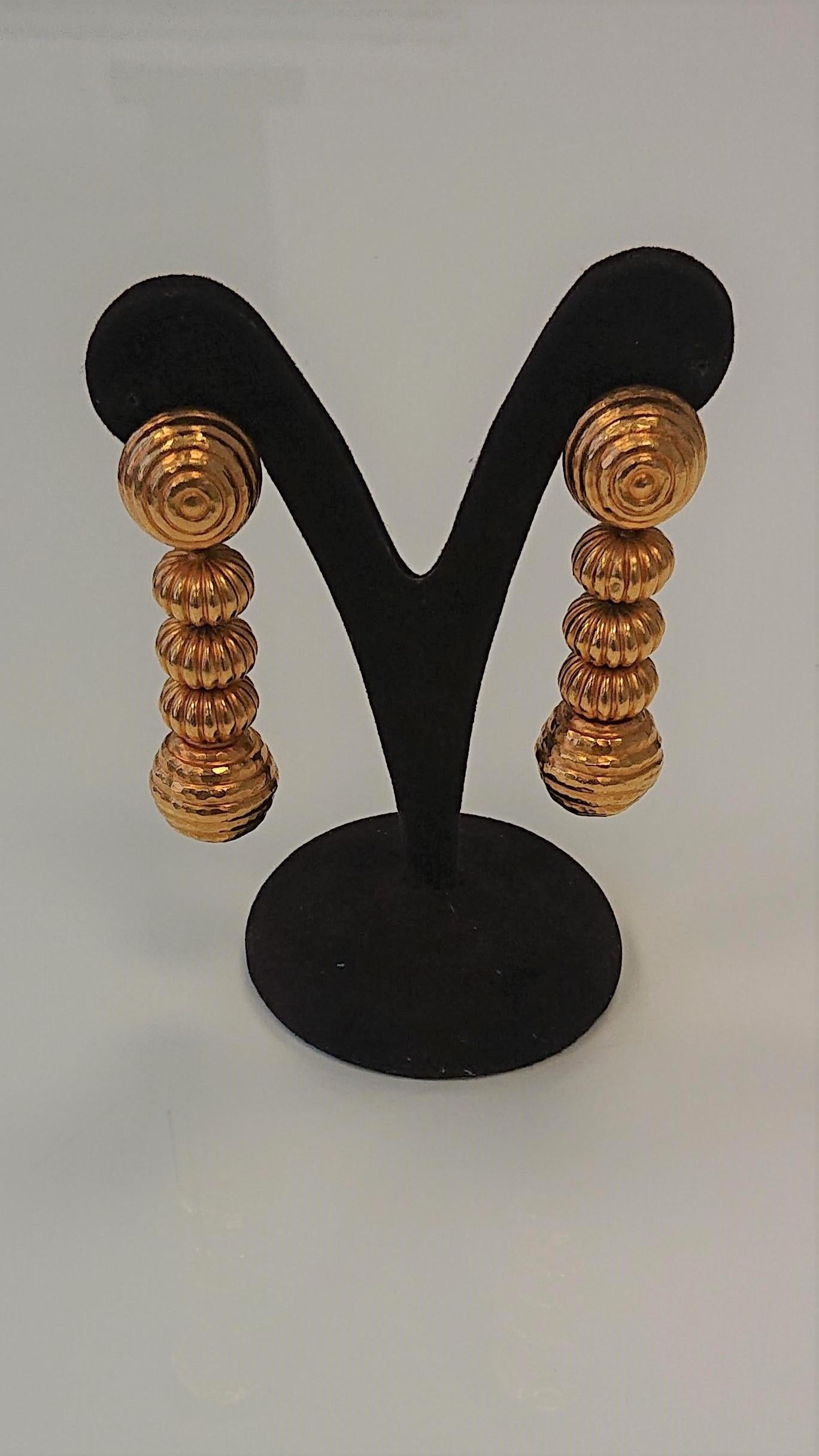 Lalaounis 22 Carat Yellow Gold Minoan Bead Pendent Earrings 1