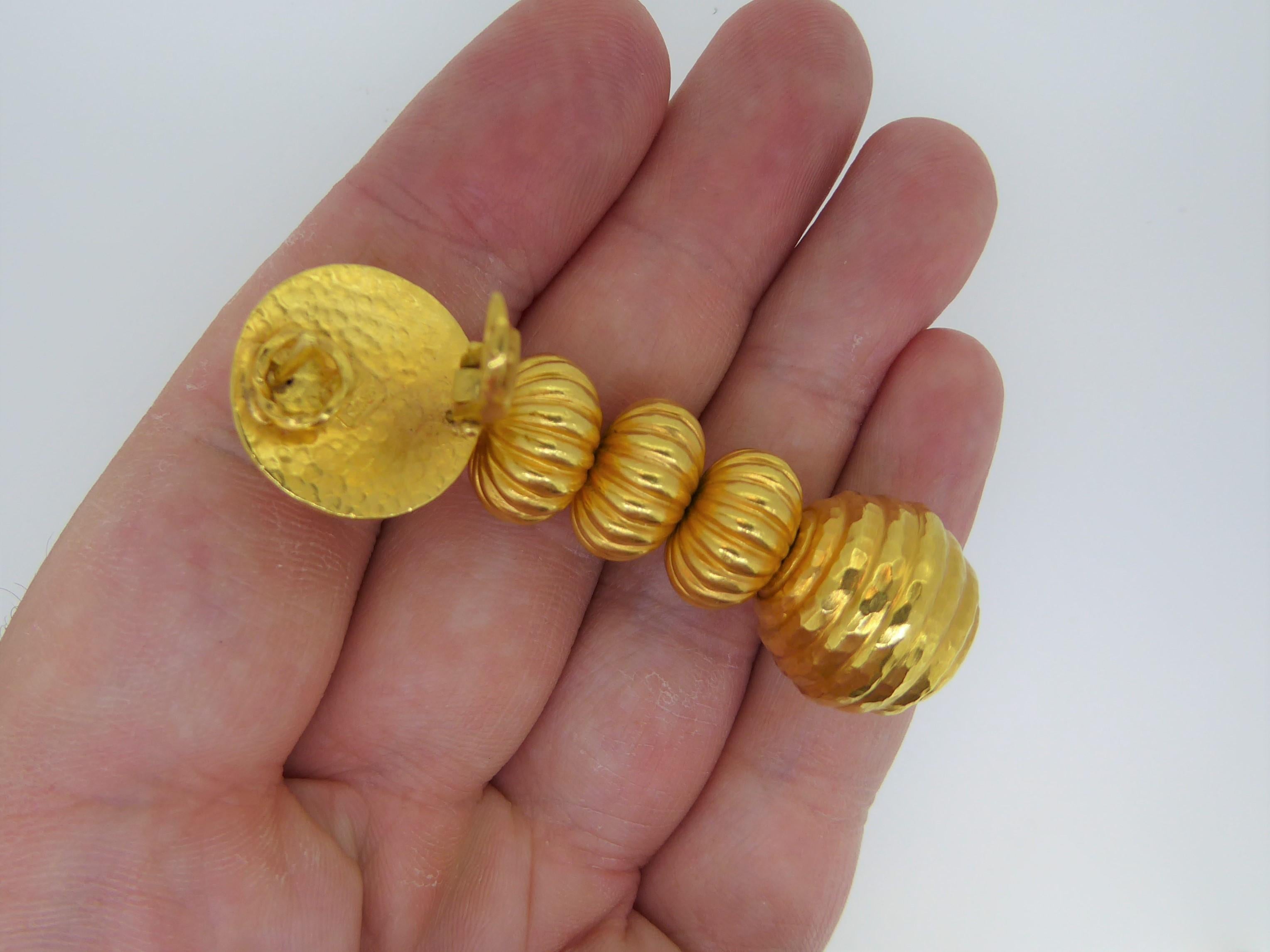 Lalaounis 22 Carat Yellow Gold Minoan Bead Pendent Earrings 3