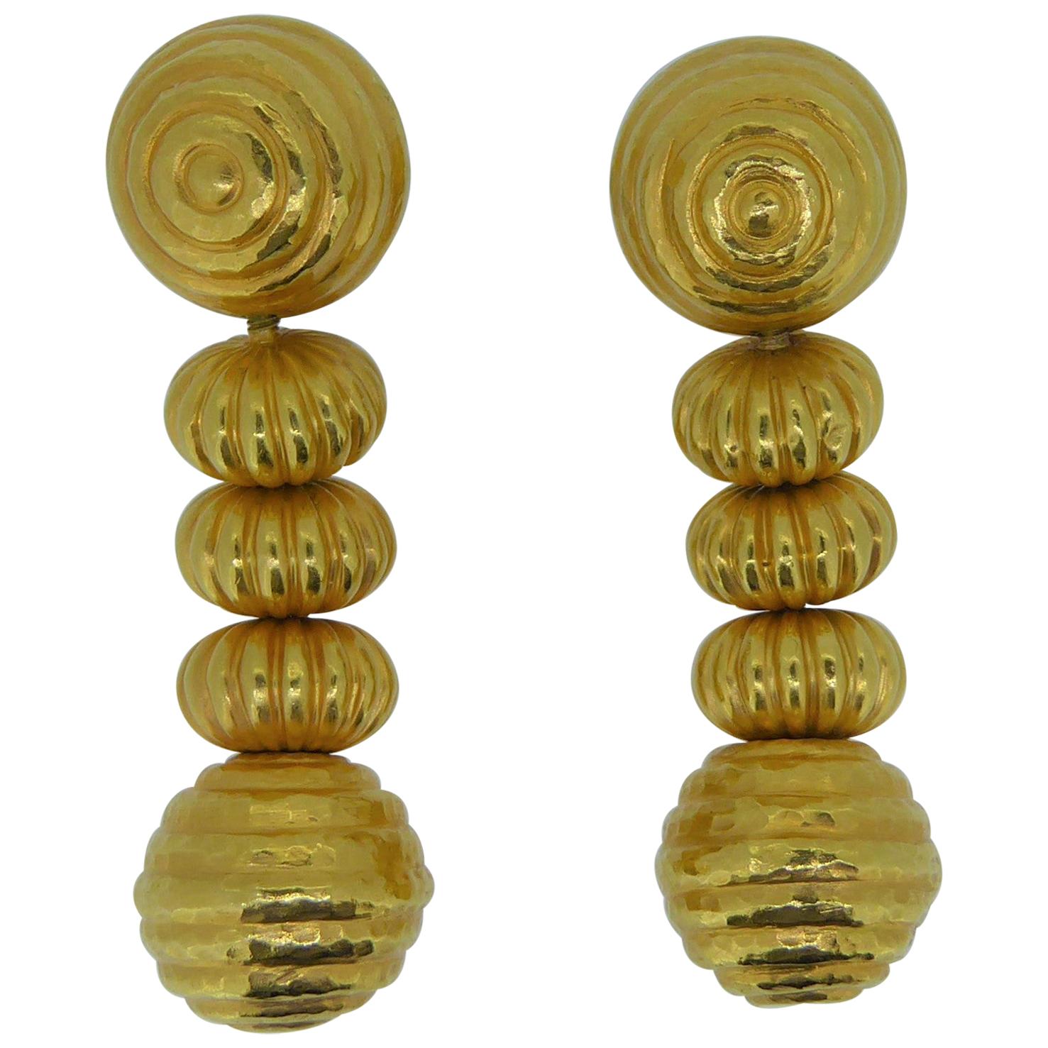 Lalaounis 22 Carat Yellow Gold Minoan Bead Pendent Earrings