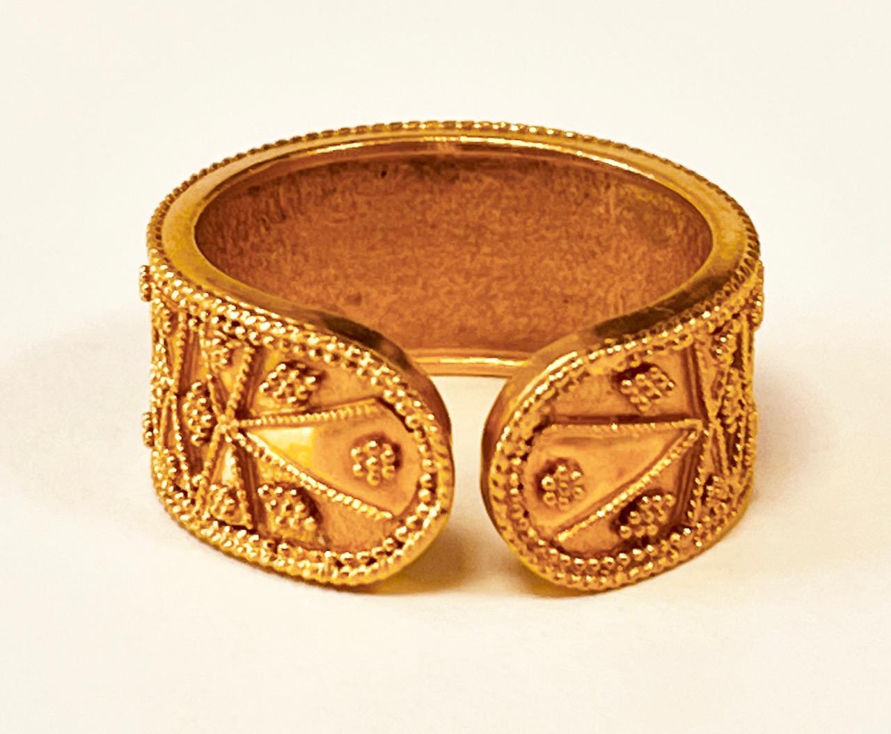 LALAOUNIS Bague à anneau ouvert en or 22 carats avec granulation de style hellénistique  en vente 6