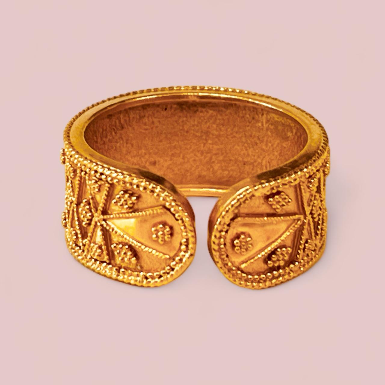 LALAOUNIS Bague à anneau ouvert en or 22 carats avec granulation de style hellénistique  en vente 8