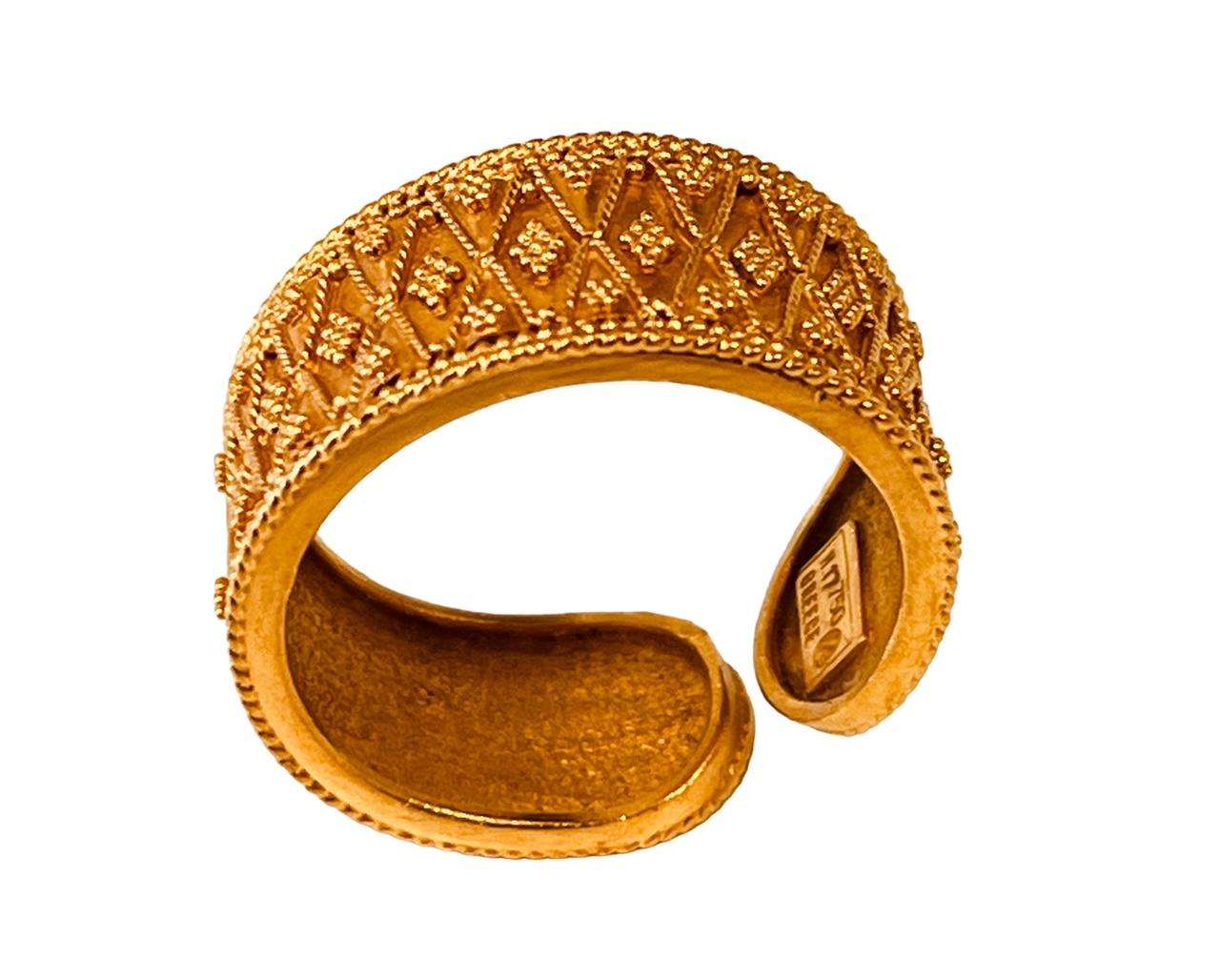LALAOUNIS Bague à anneau ouvert en or 22 carats avec granulation de style hellénistique  en vente 14