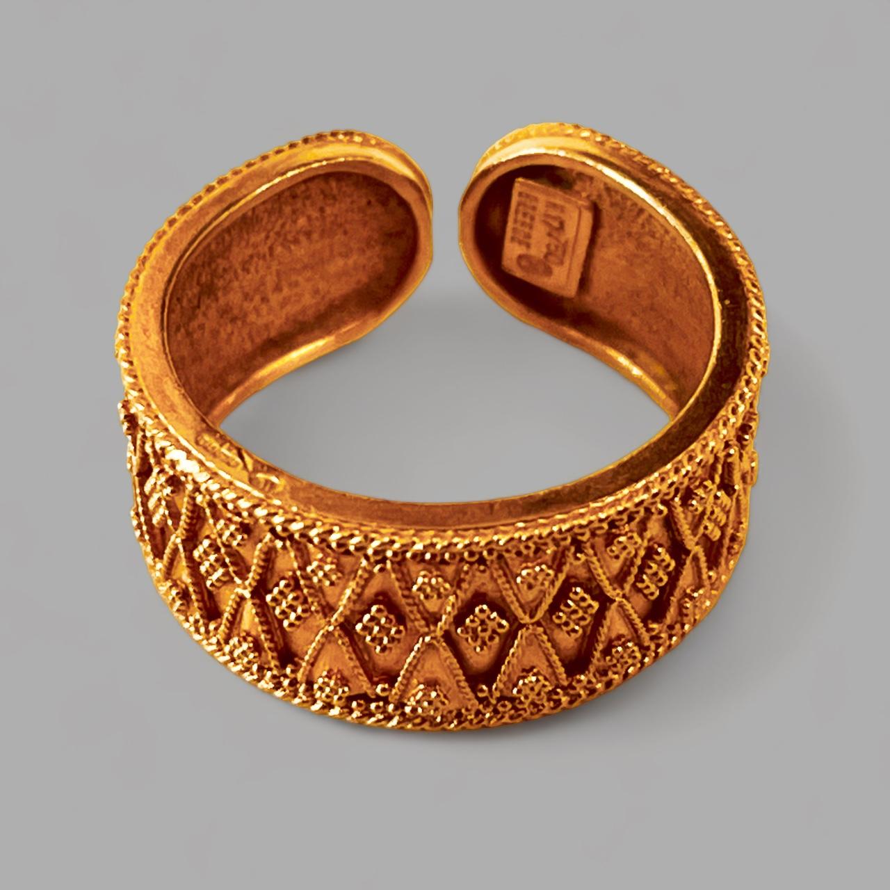 LALAOUNIS 22 Karat Gold Offener Ring mit feiner Granulation im hellenistischen Stil  im Zustand „Hervorragend“ im Angebot in London, GB