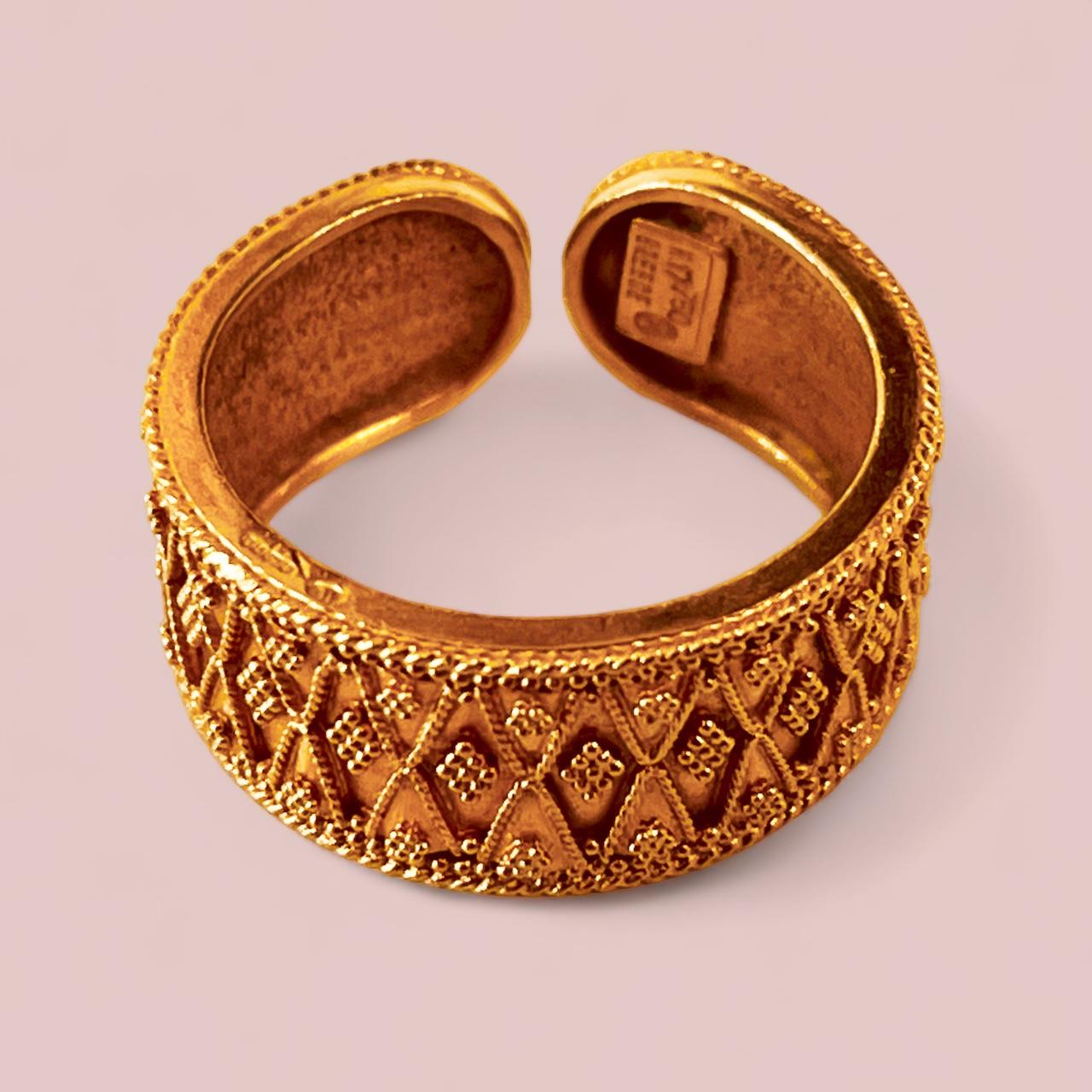LALAOUNIS 22 Karat Gold Offener Ring mit feiner Granulation im hellenistischen Stil  Damen im Angebot
