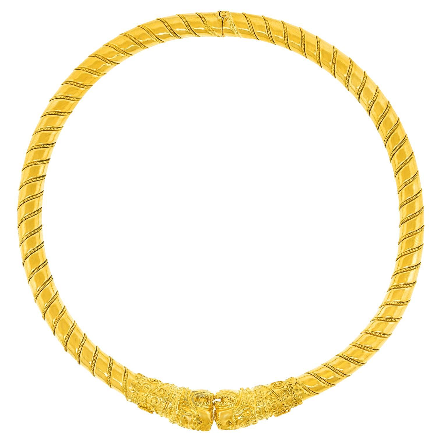 Lalaounis 22k Lion's Head Necklace