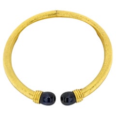 Lalaounis 22K Yellow Gold Hammered Lapis Collar Hinged Necklace