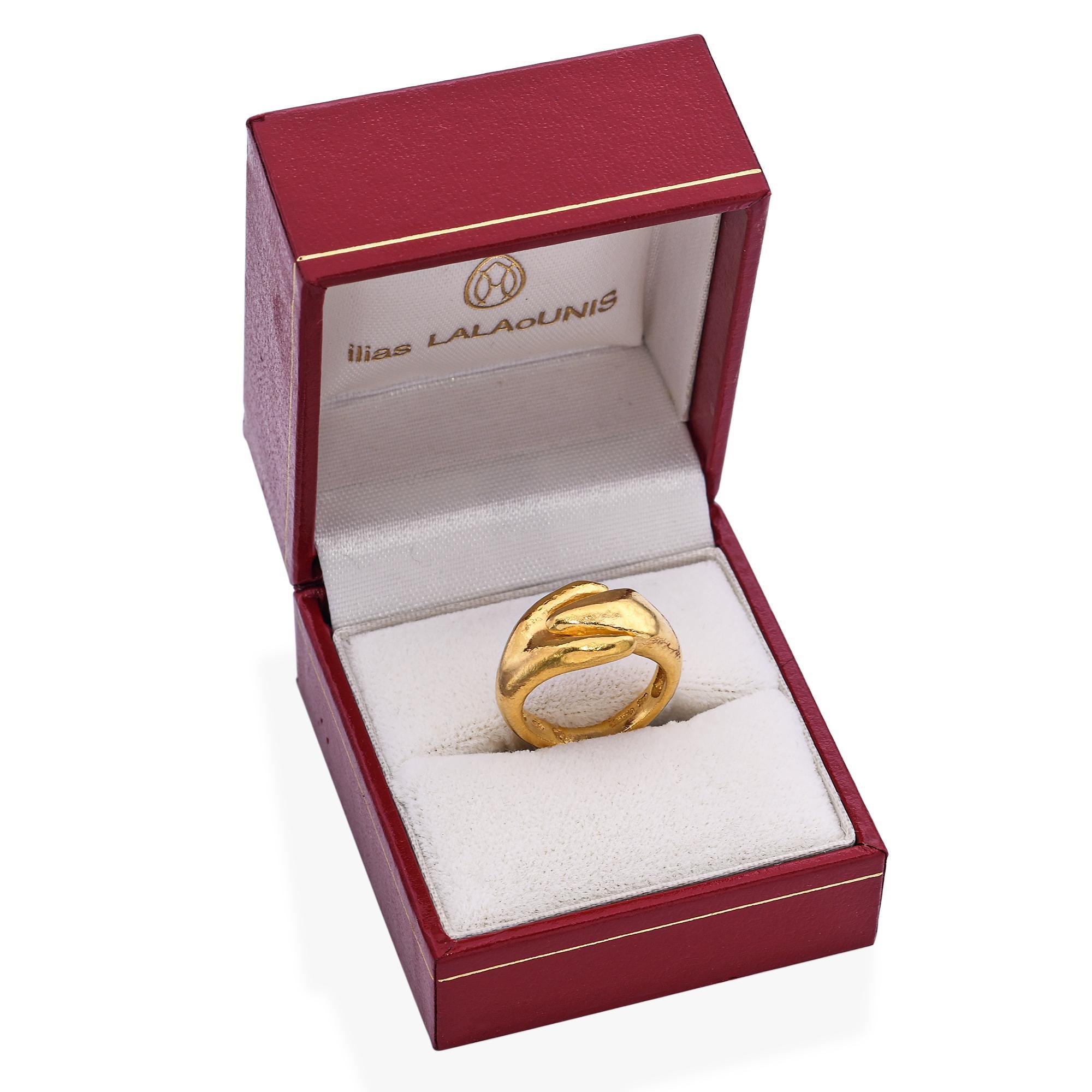 Lalaounis 18k Yellow Gold Organic Ring Bon état - En vente à New York, NY