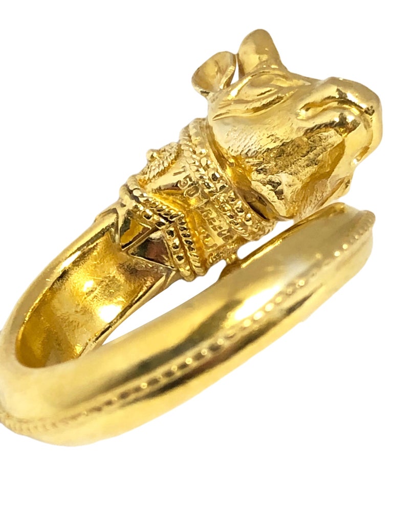 Lalaounis Ancient Style Rams Head Yellow Gold Ring For Sale at 1stDibs